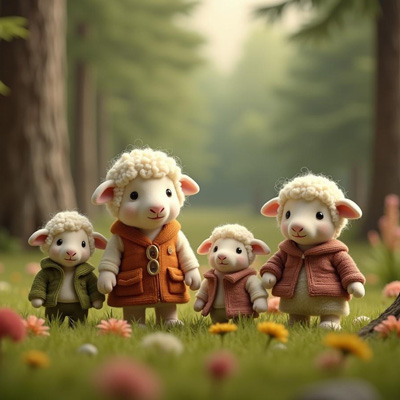 Forest Friends Sheep Family